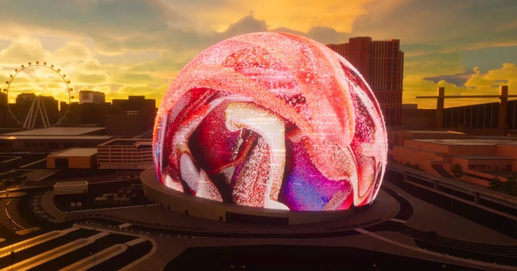 Maior esfera de LED do mundo exibe arte digital do artista Refik Anadol.